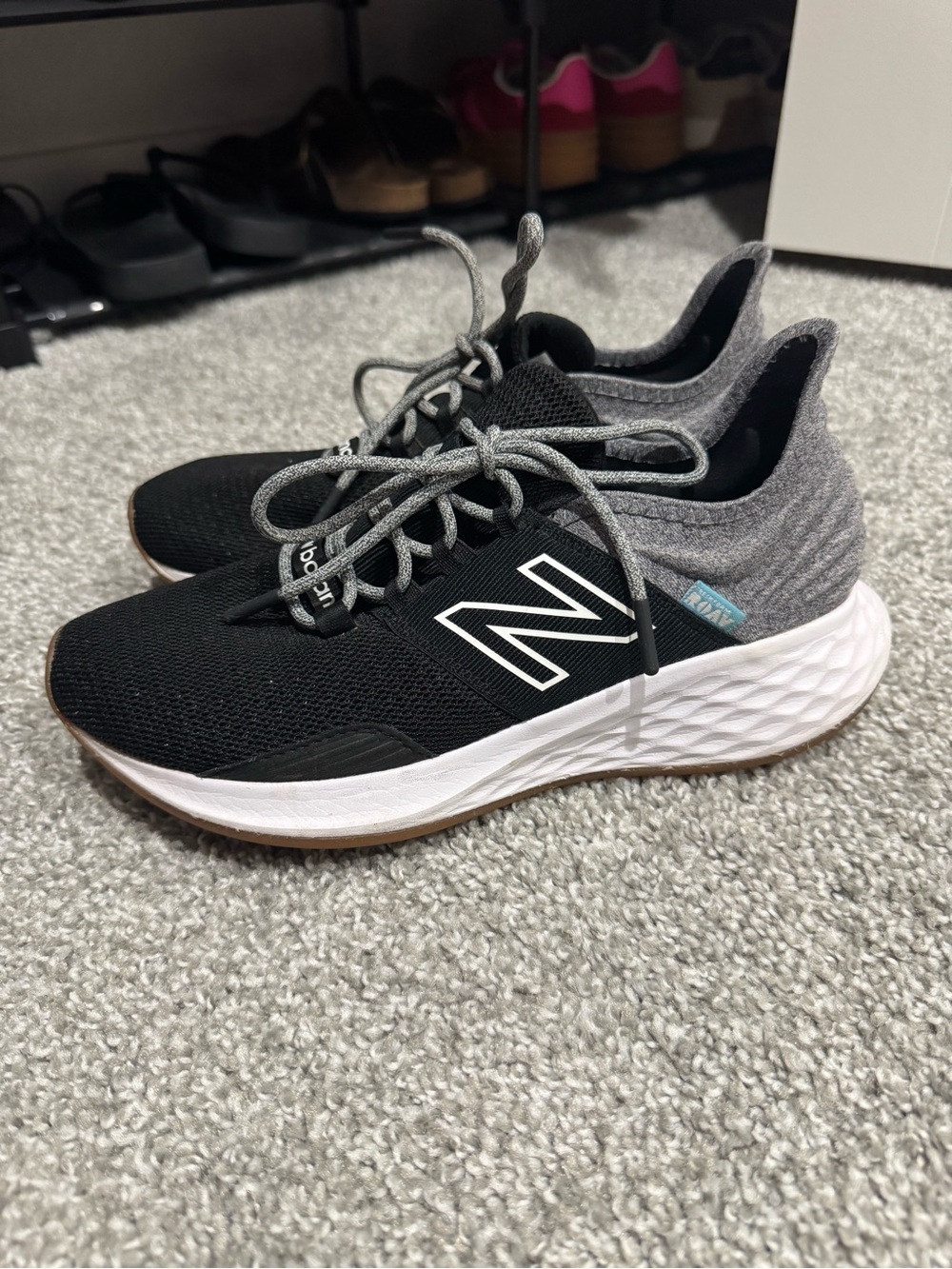New Balance Kids Black & Gray Athletic Sneakers with White Midsole